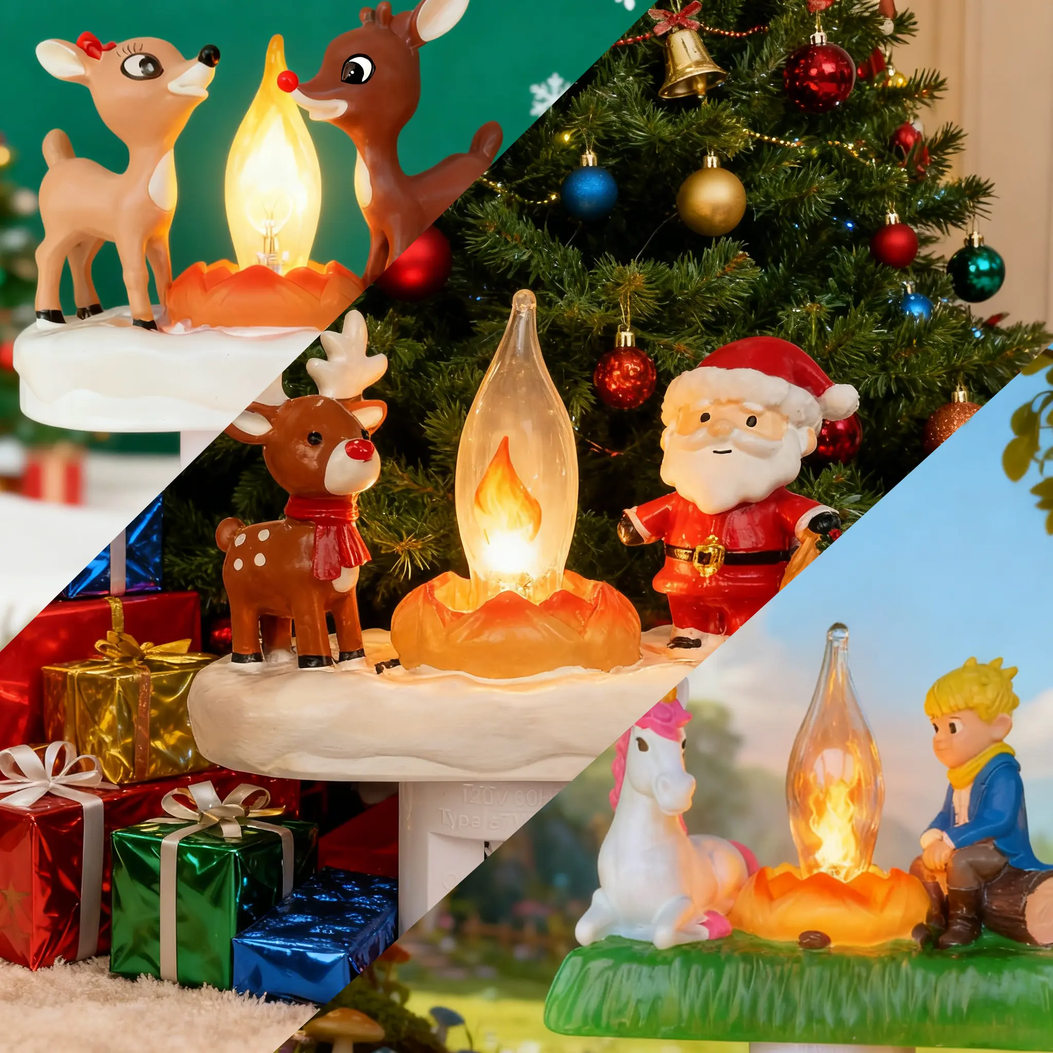 Deer Children's Nightlight, Campfire Flickering Nightlight, 3D Elk Design, Campfire Flickering, 110V Plug-in, Creating a Festive Atmosphere, Campfire Flickering campfire night  in  slicer, Decorative Lamp, Elk Shape, Indoor Use