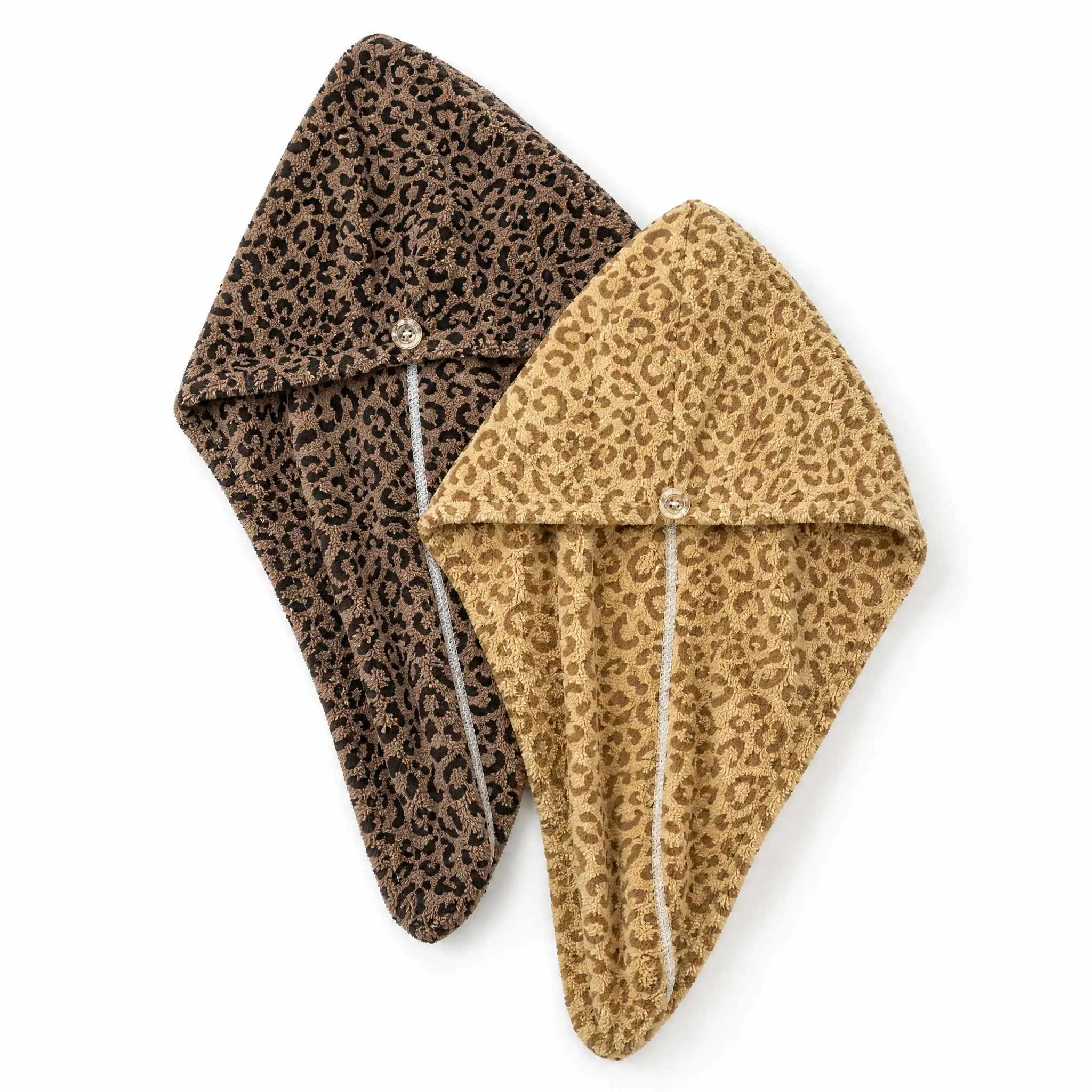 Leopard Print Synthetic Microfiber Quick-Dry Hair Turban Wrap - 1/2 Pack, Super Absorbent, Soft, Practical Bath Accessory for Post-Shower Home Hair Care