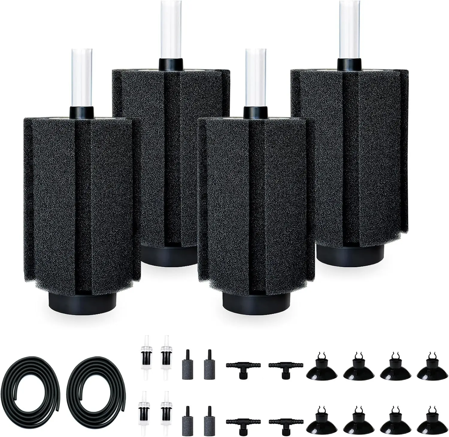125-150 Gal Extra Large Aquarium Sponge Filter with Air Stone and Ceramic Media 4 Pack Quiet Fish Tank Filter For Breeding Fry Betta Shrimp