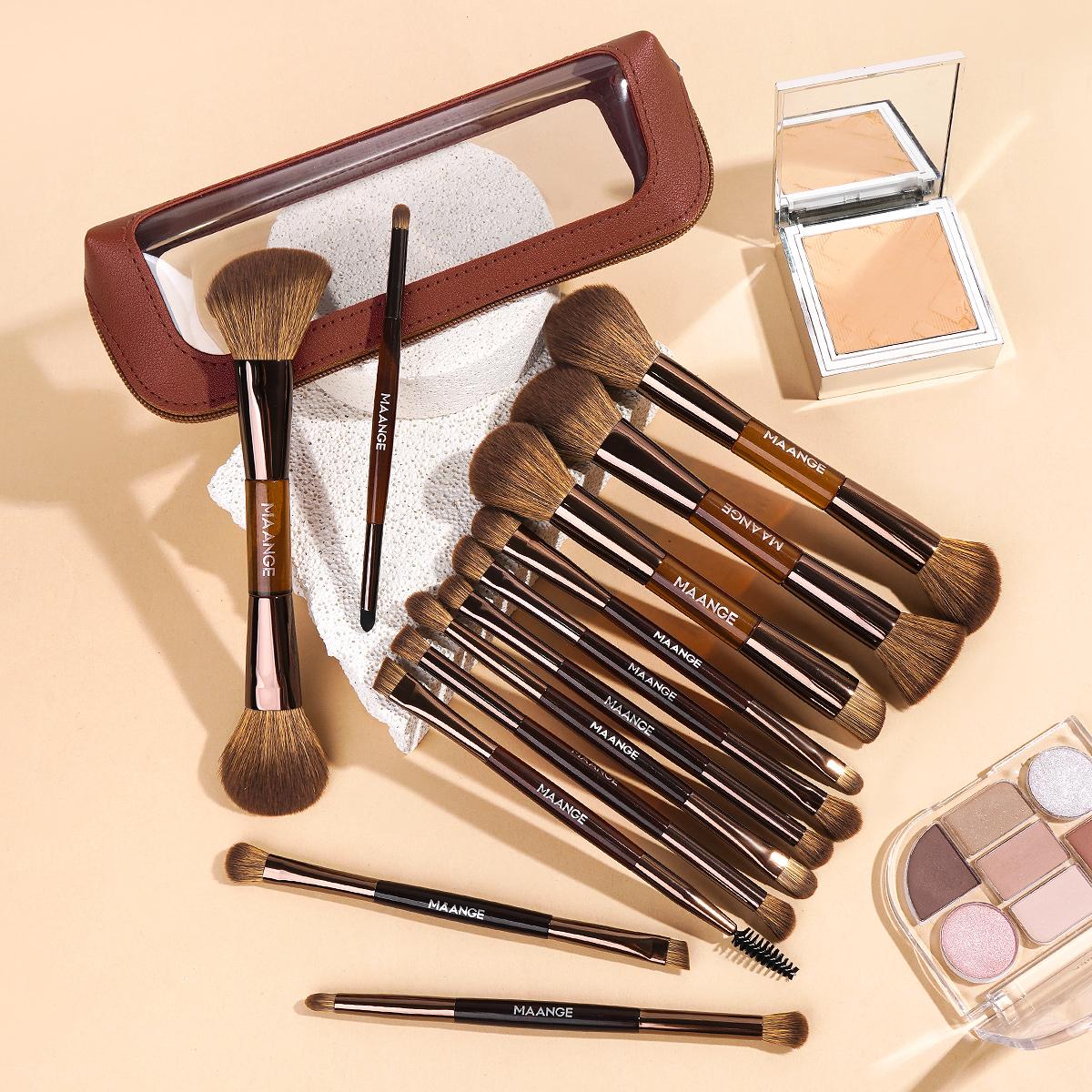 MAANGE 13Pcs Makeup Brush Set with Storage Bag,Beginner-Friendly Makeup Tool Set,Professional Multifunctional Makeup Brushes Kit for Liquid Foundation, Cream, Powder Makeup for Women, Travel & Daily Use#Summervibes