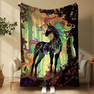 Unicorn Pattern Tapestry Blanket, Soft Comfortable Throw Blanket, Cool Room Bedroom Accessories, Bedroom Refresh Decor, Home Decor