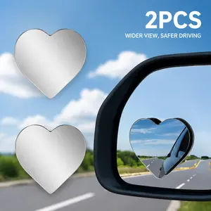 2-Pack Heart-Shaped Blind Spot Mirror, 360 Degree Rotatable Wide Angle Car Side Mirror, Frameless Universal Rear View Auxiliary Mirror, Stylish Decor Car Accessories