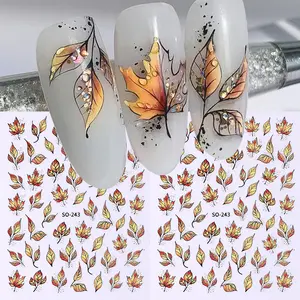 2pcs Autumn Leaf Nail Art Stickers, 3D Maple & Sycamore Leaves DIY Nail Decals, Perfect for Women & Girls, Fall Season Decorations, Easy to Apply