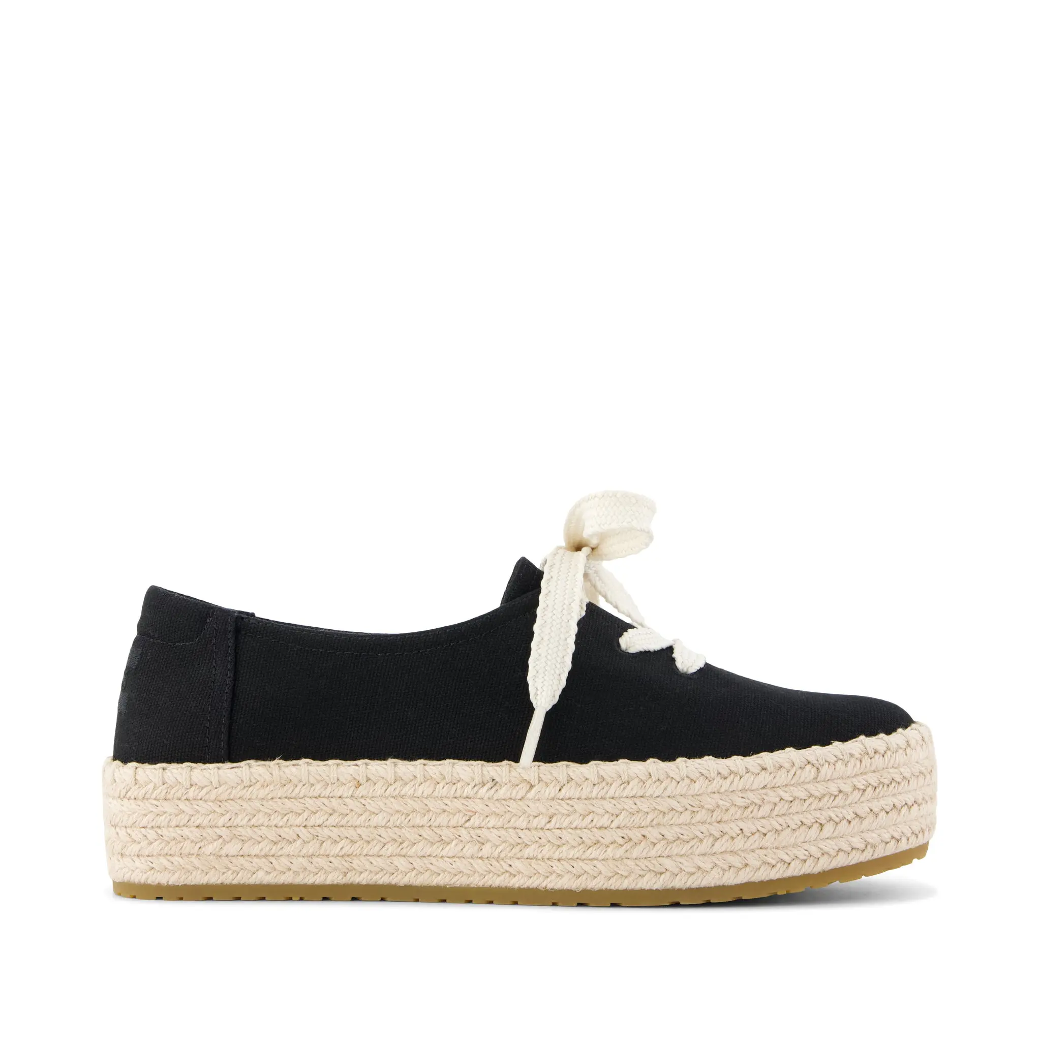 Womens Valencia Lace-Up Platform Espadrille Black Canvas Womens Valencia Lace-Up Platform Espadrille Black Canvas