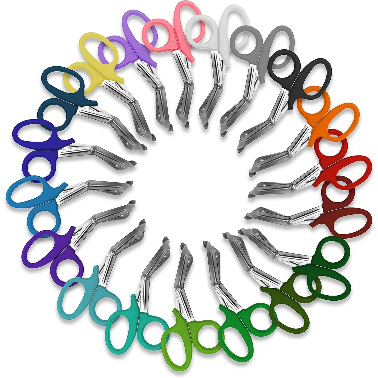 20 Pack Stainless Steel EMT Trauma Shears - 7.5 x 3 x 0.5 inches Cutting Supplies for EMS, Doctors - Certified Quality, Comfortable Use Multi-Color Hand Tools