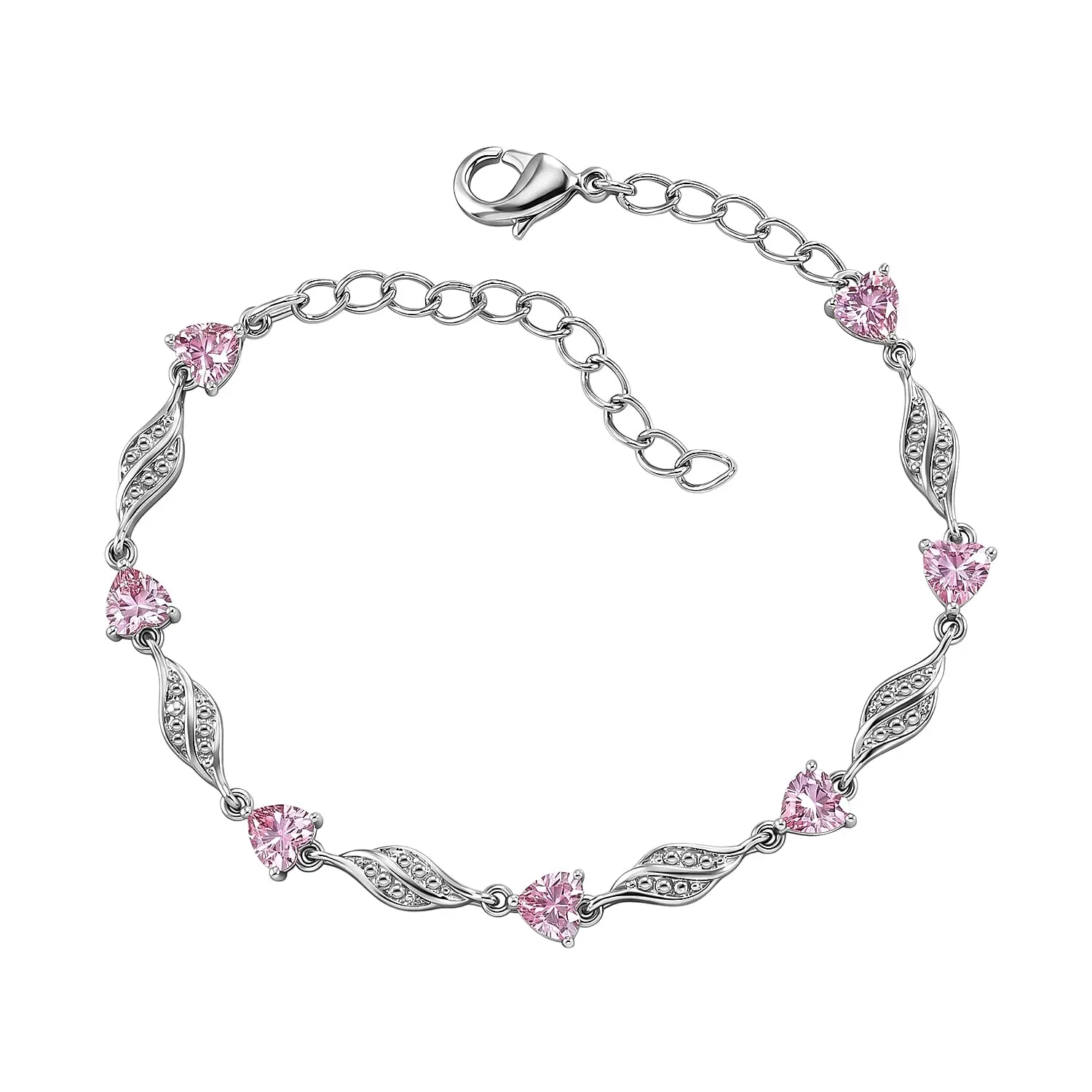EverTrue Simulated Pink Diamond Bracelet in Platinum Bond (6.50-8In) 5.50 ctw
