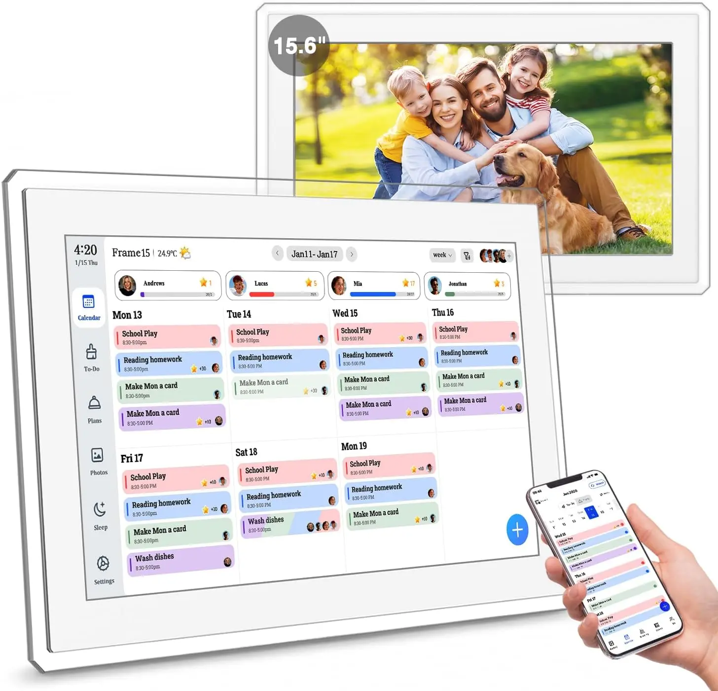 Smart Electronic Digital Wall Calendar, 10.1/15.6Inch Full HD Interactive Touchscreen, Family Schedule Planner, Wall-Desk Mountable Office Chore Organizer, Smart Electronic Calendar
