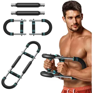 Chest & Arm Exerciser, Adjustable Spring Resistance Training Equipment, Compact Home Gym for Men’s Muscle Gain Arm Trainer, Adjustable Chest Workout Equipment, Arm Trainer for Men, Portable Power Twister Bar, Detachable Design Fitness Anywhere