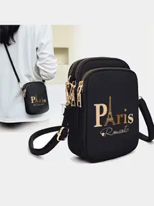 Paris Pattern Crossbody Bag, Paris Print Multi-Pocket Phone Bag, Mini Shoulder Bag, Perfect Gift for Daily Commute A2