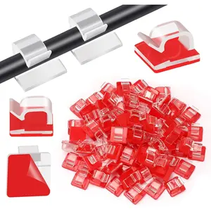 80 count Adhesive  Clips Christmas Clear Light Strip Mounting Clips Led Light Wire Holder  Clamp Organizer for Desk Outdoor Wall