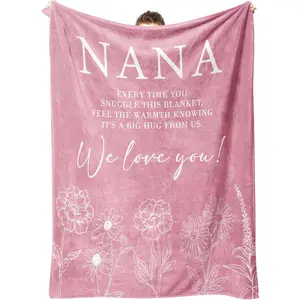 Nana Gifts, Gifts for Nana Christmas, Nana Birthday Gifts, Nana Blanket from Grandkids, Nana Gifts for Thanksgiving Mothers Day, We Love You Blanket Gifts for Nana 50" x 60", Pink