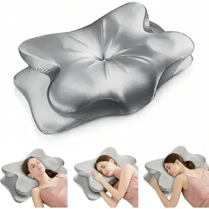 Pillow for  , Memory  Contour Pillow with Wrinkle-Resistant Silky Satin Fabric Cover, Bed Pillow for Side,, Sleepers,Gray