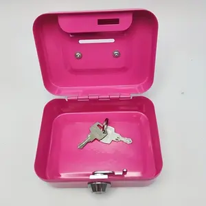 Secure Metal Key Lock Storage Box, Ideal for Coins Cash Daily Office Use, Money Box Deposit Box Cash Register