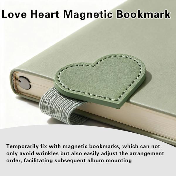 Heart-Shaped Magnetic Leather Bookmarks with Pen Holder Gift Box for Book Lovers Readers Cute Leather Bookmarks for Women Girls 2Pcs