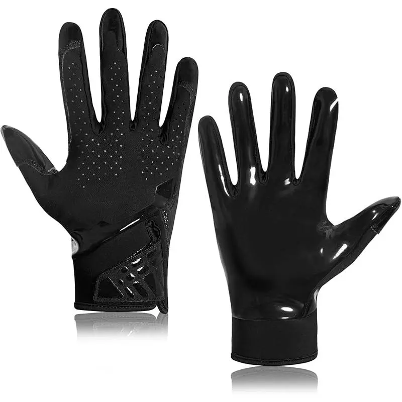 Peargar Basics Adult Men's Football Gloves - White Black Flag Receiver Gloves with Super Sticky Grip, Ultra Breathable Durability for High Game Performance