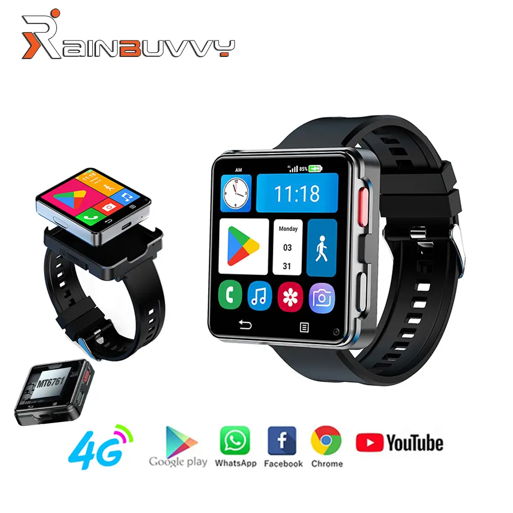 Rainbuvvy S998/Q668 4G Smartwatch 2.64-inch MTK6761 Quad-core Processor 4GB 64GB/128GB Built-in GPS WiFi 8MP/2MP Sleep Monitoring 1200mAh Outdoor Sports Watch, Phone, Audio, Wearable, Calendar, Button, Smartphone