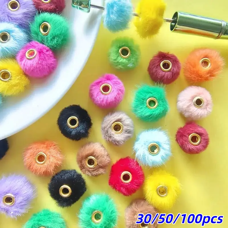 30/50/100pcs 20mm Plush Beads Bulk, Dark/light Colors, Diy Beading, Beading Supplies, DIY Necklace, Bracelet, Keychain, Pen Accessories, Party Decorations, Decorative Beads, Craft Beads