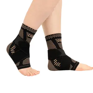 Copper Ankle Brace Compression Sleeve for Men Women Copper Fiber Nylon Knitted Ankle Support for Basketball Running Sports Sprained Ankle Support S M L XL