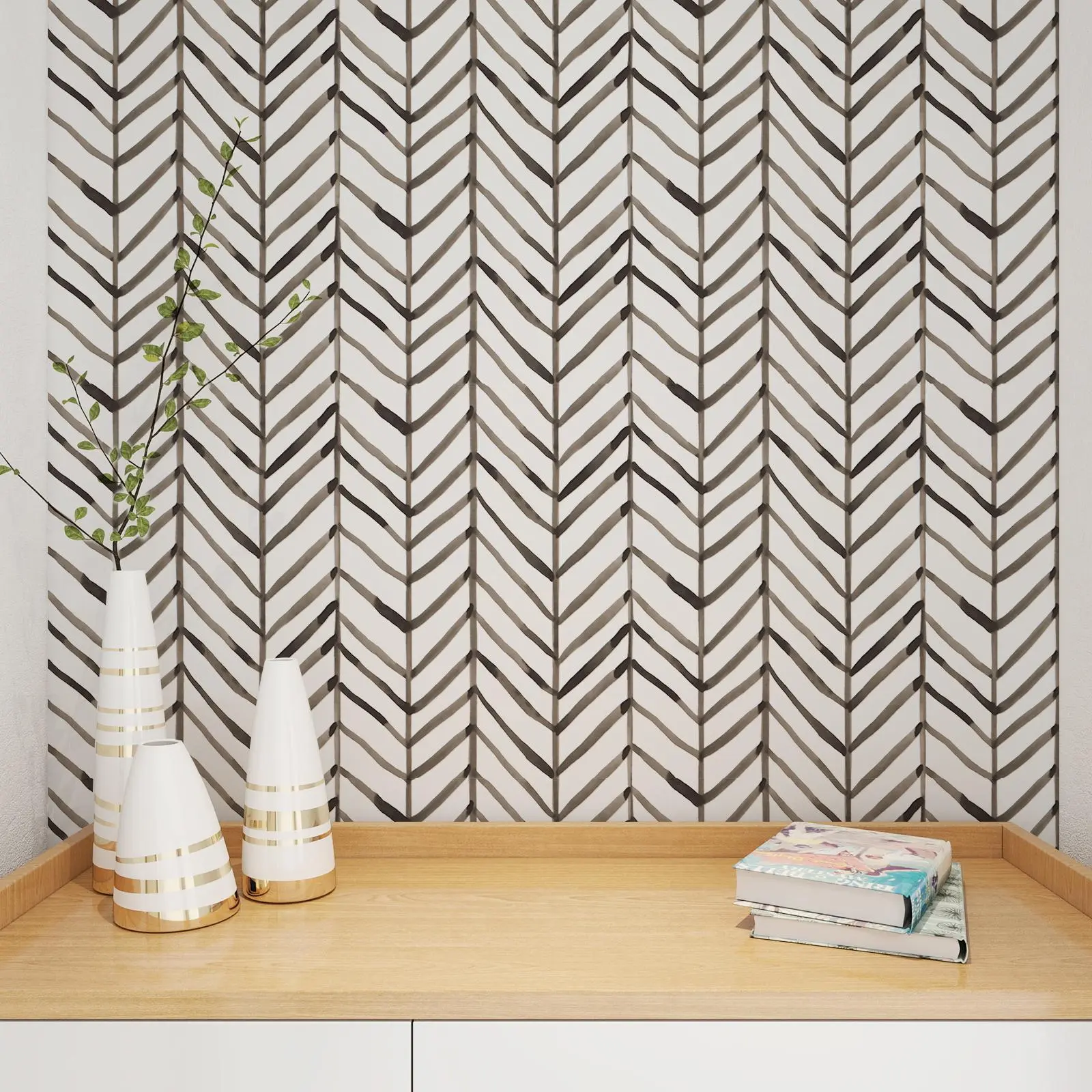 Geometric Pattern Wallpaper, 1 Roll Self-adhesive Wallpaper, Decorative Interior Wall Wallpaper For Home Living Room Bedroom Kitchen, Peel and Stick Wallpaper Designs