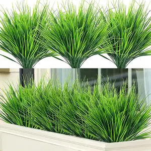 Artificial Plants Plastic Stems UV Resistant Outdoor Use, 12/24 Pack Fake Shrubs Wheat Grass Home Decor, Durable & Realistic Design
