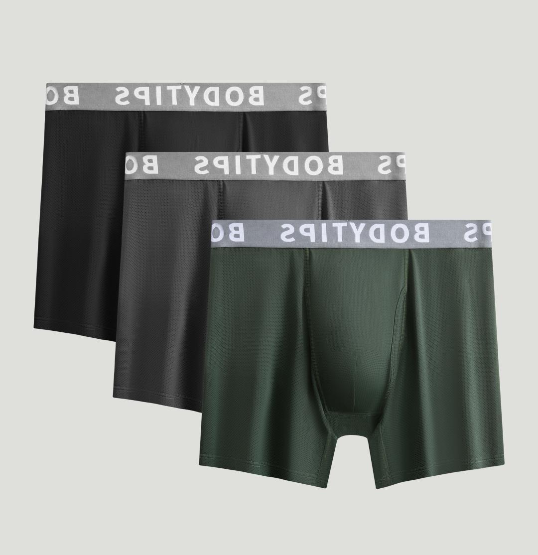 BodyTips 3 Pack Breathable Mesh Boxer Briefs Quick Dry Seamless Fit Design Smooth Boxer Panties No Show Underwear Invisible Briefs Versatile Underwear For Daily Wear Work Office Home Lounge Casual Outfit Workout Training Gym Active Use All Day Wear