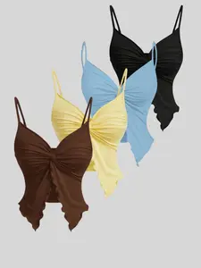 Classic essential multi-color combination versatile butterfly shape Sleeveless for women casual versatile adjustable suspender 4-piece set