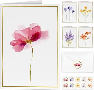 Blank Cards, 30 Pack Blank Greet Cards, Elegant Gold Foil Blank Note with Envelopes, Perfect Stationary Set for All Occasions, 5 Assorted Floral Designs Eacyart