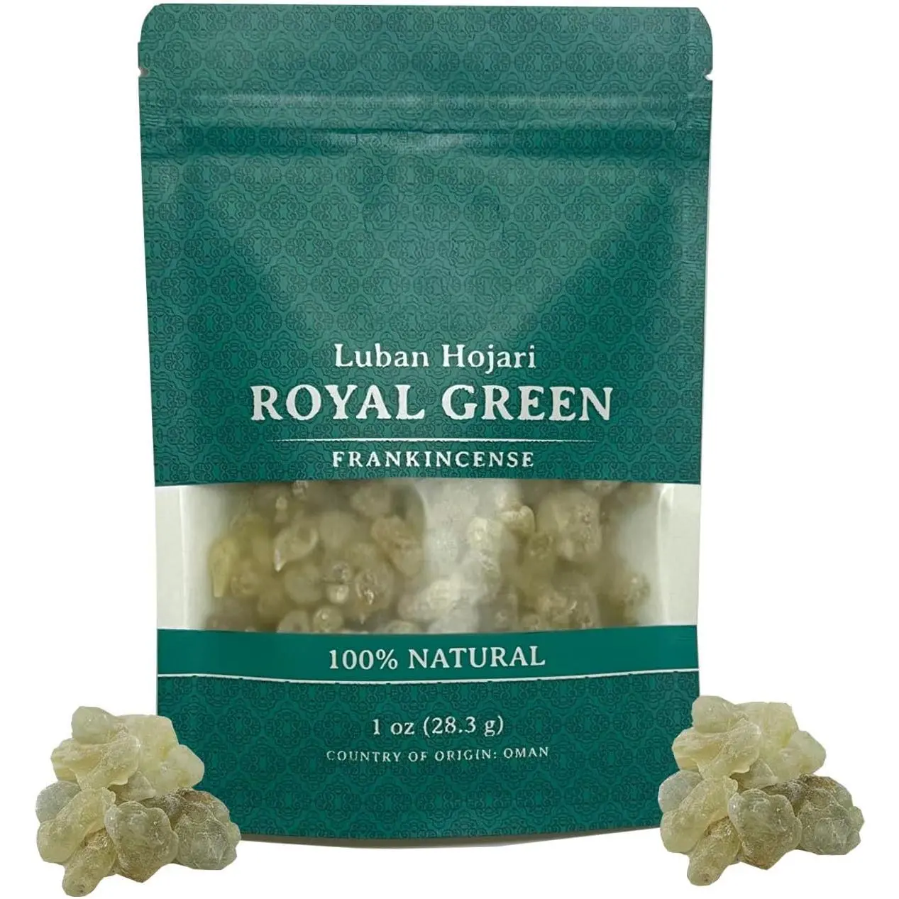 Royal Green Frankincense Hojari from Oman Boswellia Sacra Pure Incense Chruch Incense Olibanum luban (1 oz)