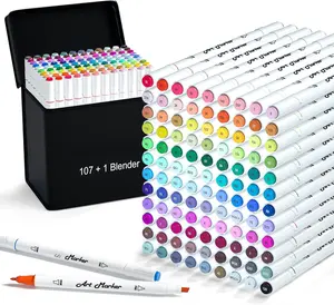 108 Pack  Markers, 107  Based Marker Pens and 1 Blender, Dual Tip ing Permanent Markers Highlighters with Case, Excellent for Adults  Marking Drawing Sketching
