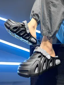 Men's Casual Platform Clogs, Adjustable Strap Breathable Non-Slip Slippers for Beach, Pool, and Daily Outdoor Use