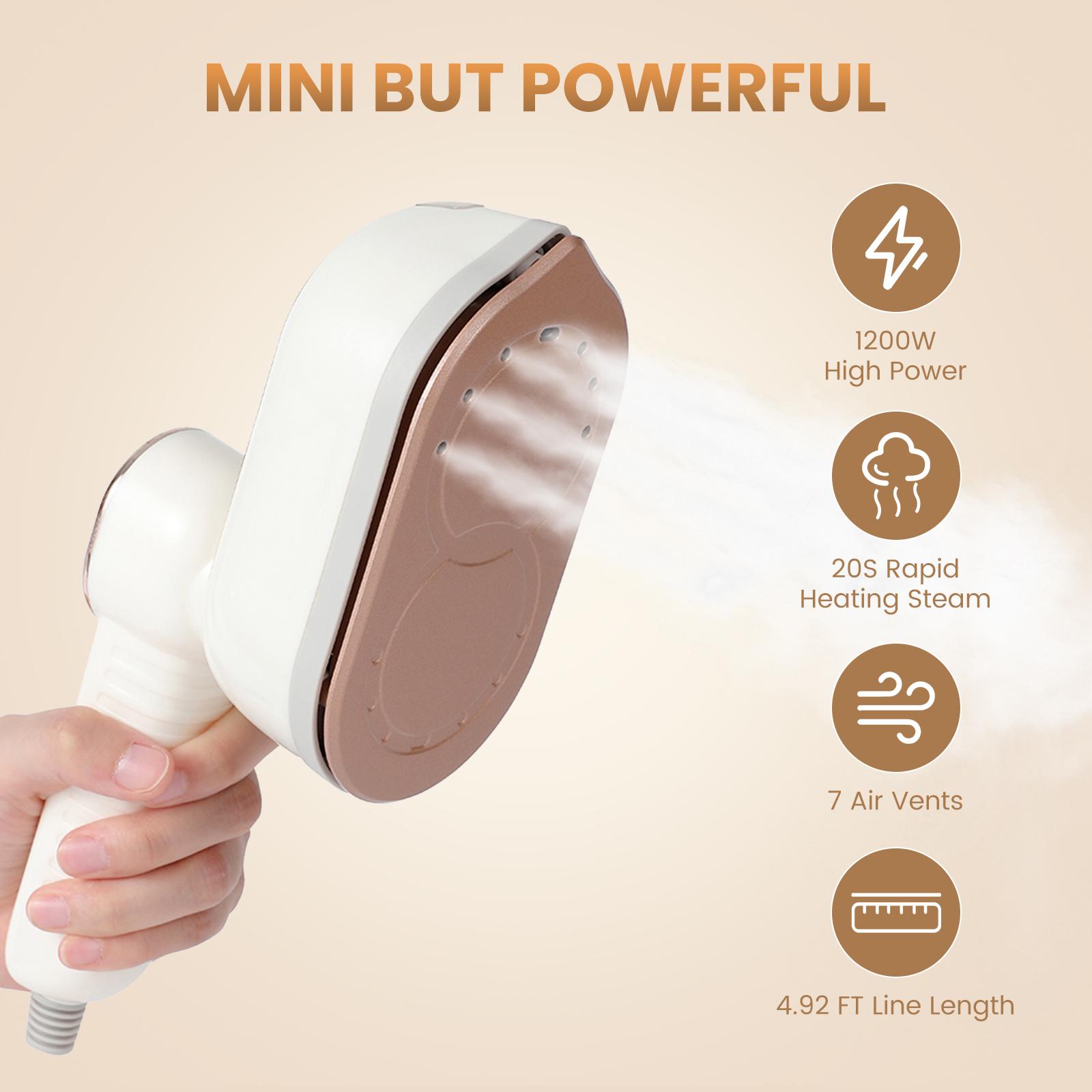 2-in-1 Steam Iron & Clothes Steamer - Handheld Portable Garment Wrinkle Remover, Fast Heat-Up, Large Soleplate, 130ml Water Tank - Lightweight for Home, Travel