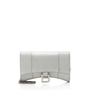 Pre-owned Balenciaga Glitter Textile Clutches & Wristlets Glitter Hourglass XS Wallet on Chain