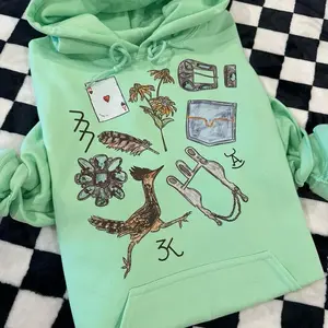 Western Roadrunner Collage Graphic Hoodie, Western cowboy Graphic Hoodie, Trending western Graphic Hoodie, Western Boutique, Handmade, Plus size available B0X