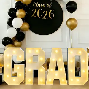 2.3 FT GRAD LED Light Up Letters Sign - Class of 2026 Marquee Letters, Graduation Decor for Indoor Outdoor Celebration & Photo Backdrop