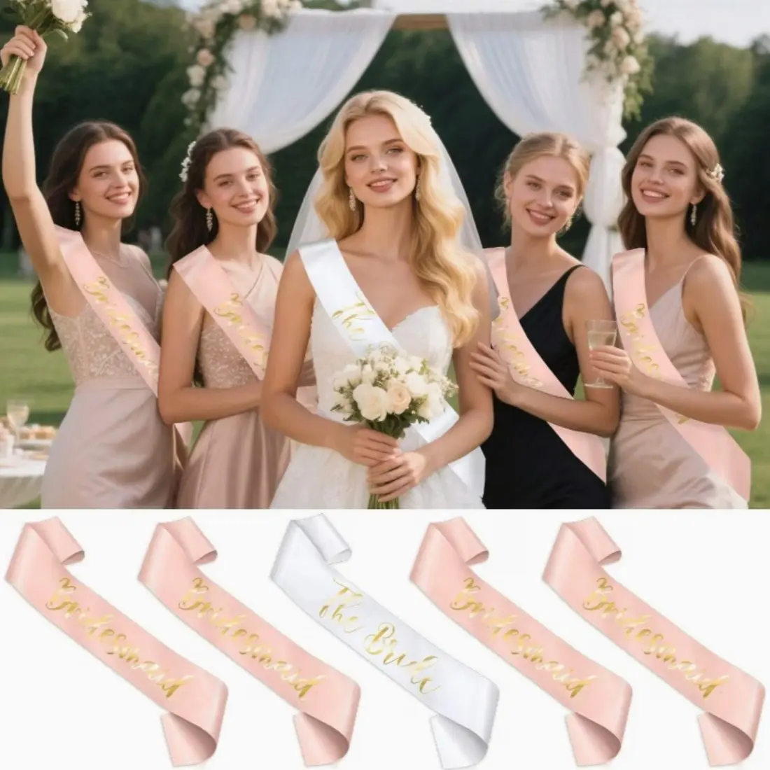 1/5/10pcs Hen Party Sashes Additions Set Party Accessories The Bride to Be Sash White And Bridesmaid Sash Pink, Hen Do Sashes Additions Wedding Bride And Team Bride Sashes for Bridal Shower Hen Party Decorations