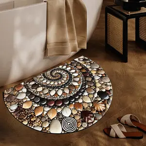 Non Slip Pebble Texture Semi Circle Door Mat Easy Clean Indoor Outdoor Entryway Garage Patio Floor Mat Home Decor