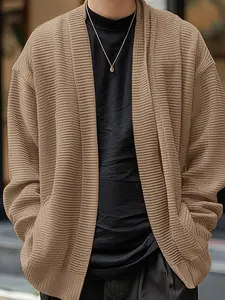 Men Winter Open Front Long Sleeve Knitted Sweater Casual Loose Tops Cardigan Jumper Knitwear Street Casual Jumper