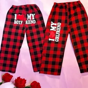 Couples Pajamas Set "I Love My Boyfriend/Girlfriend" - Matching Cozy Sleepwear - Romantic Valentine’s Day Gift - Soft Loungewear Idea Elastic Fit