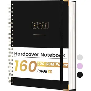 Spiral Notebook 8.5 x 11 A4 Hardcover Notebooks for Work College Ruled Notebook Journal, 100 GSM Paper Journaling Notebooks, Large Notebooks for Note Taking School Office,A4 Black