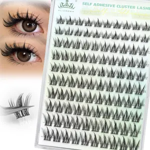 Self Adhesive Eyelashes Manga Lash Clusters 10MM-16MM No Glue Needed Eyelash Clusters Wispy Self Adhesive Lash Extensions Spiky Pre Glued Eyelash Extensions 100Pcs