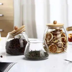 Spherical Glass Food Storage Container with Cork Lids Large Capacity Sealed Kitchen Storage Containers Glass Bottles Pot Jar for Kitchen Organizer tools Airtight Glass Containers