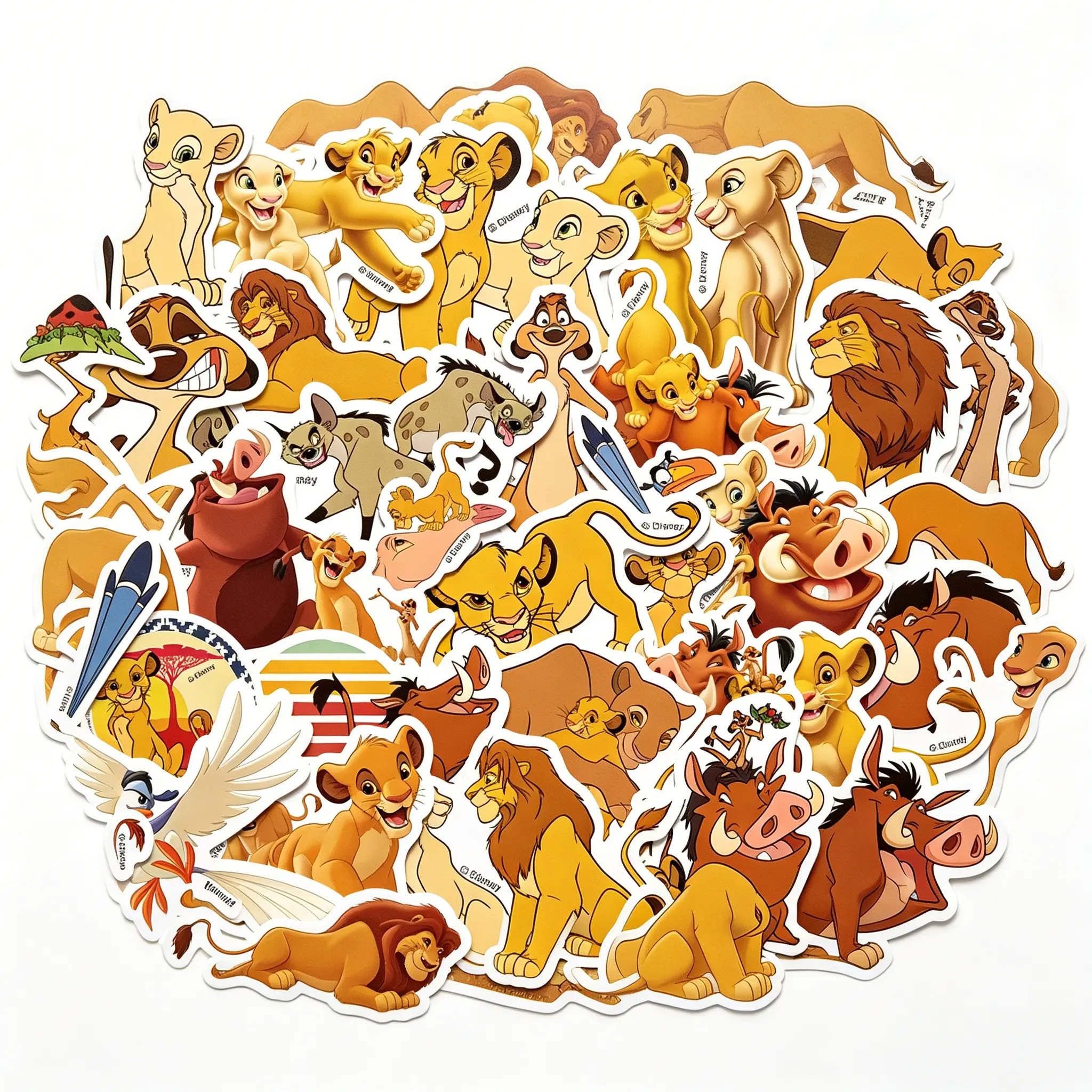 Disney The Lion King Character-Based Waterproof Cartoon Stickers, 50-Pack Easy to Apply Kids' Decor - Perfect for Kids DIY Scrapbooking, A Magical Gift for Any Occasion