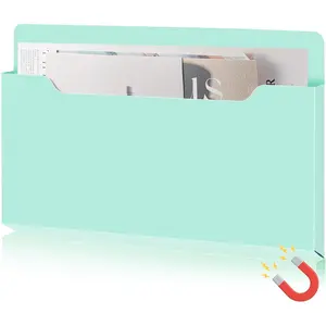 Pocket File Holder Large File Folder Organizer Paper Mail Letters Holder Wall  Office Supplies for Refrigerator Whiteboard Cabinets(13.8 x 8.3 Inch,Horizontal,Mint Green)