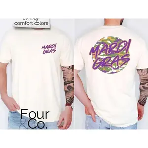 Youth & Adult Mardi Gras Gildan Shirt for Men, Camo Mardi Gras Tee