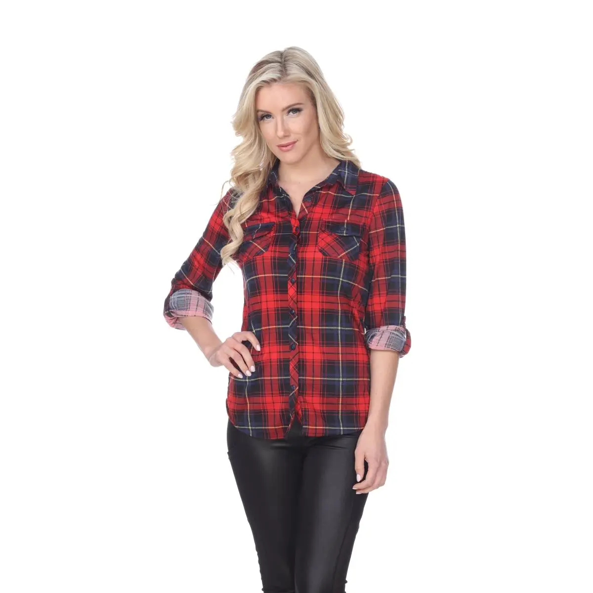 Oakley Women's Red & Black Stretchy Plaid Polyester Long Sleeve Button-Up Blouse - Buttery-Soft Fabric, Hip Casual Layering Shirt, Size XL (17555-01-XL), Single Piece, Layering Over Other Pieces, Long Sleeve Shirt, Stretchy Fabric, Lady, Casual Wear, Dres