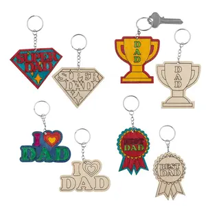 Bulk 48 Pc. Color Your Own Father’s Day Wood Keychains