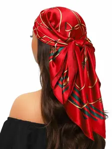 90 *90cm Fashionable Scarf,Casual Versatile Head Scarves for Women & Men,Fashion Accessories for Daily Wear, Trendy All-match & Exquisite Scarf for Birthday Gift, Turban Hijab