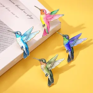 4 Colorful Hummingbird Enamel Brooches, Fashion Decorative Lapel Pins, Zinc Alloy Jewelry Gift, Stylish Bag Badges