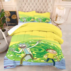 Rick And Morty Pattern Comforter Set, Soft And Durable Bedding Set, Includes 1 Comforter And 1 Or 2 Pillowcases, Everyday Holiday Birthday Gift Bedroom Decor For Kids And Adults