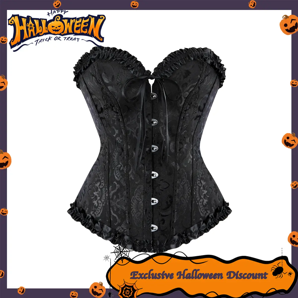 Overbust Corset Tops for Women Renaissance Corset Halloween Lace Push Up Bodyshaper Top with Bustier Pirate Costume Bustier Tops Corset Shapewear Stea
